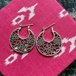 Silver flower hoops